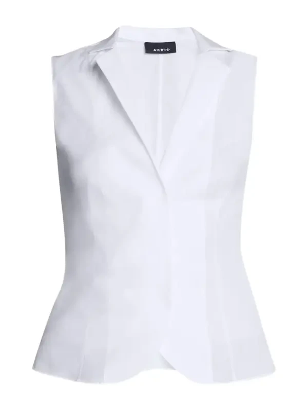 Akris Notched Stand-Collar Sleeveless Button-Front Blouse