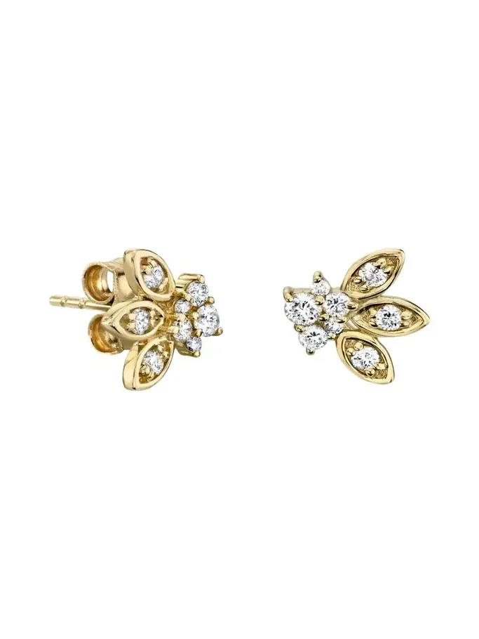 Single 14k Gold Diamond Petal Stud Earring Single 14k Gold Diamond Petal Stud Earring