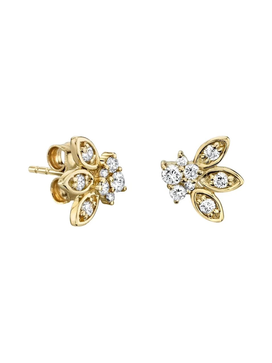 Single 14k Gold Diamond Petal Stud Earring Single 14k Gold Diamond Petal Stud Earring