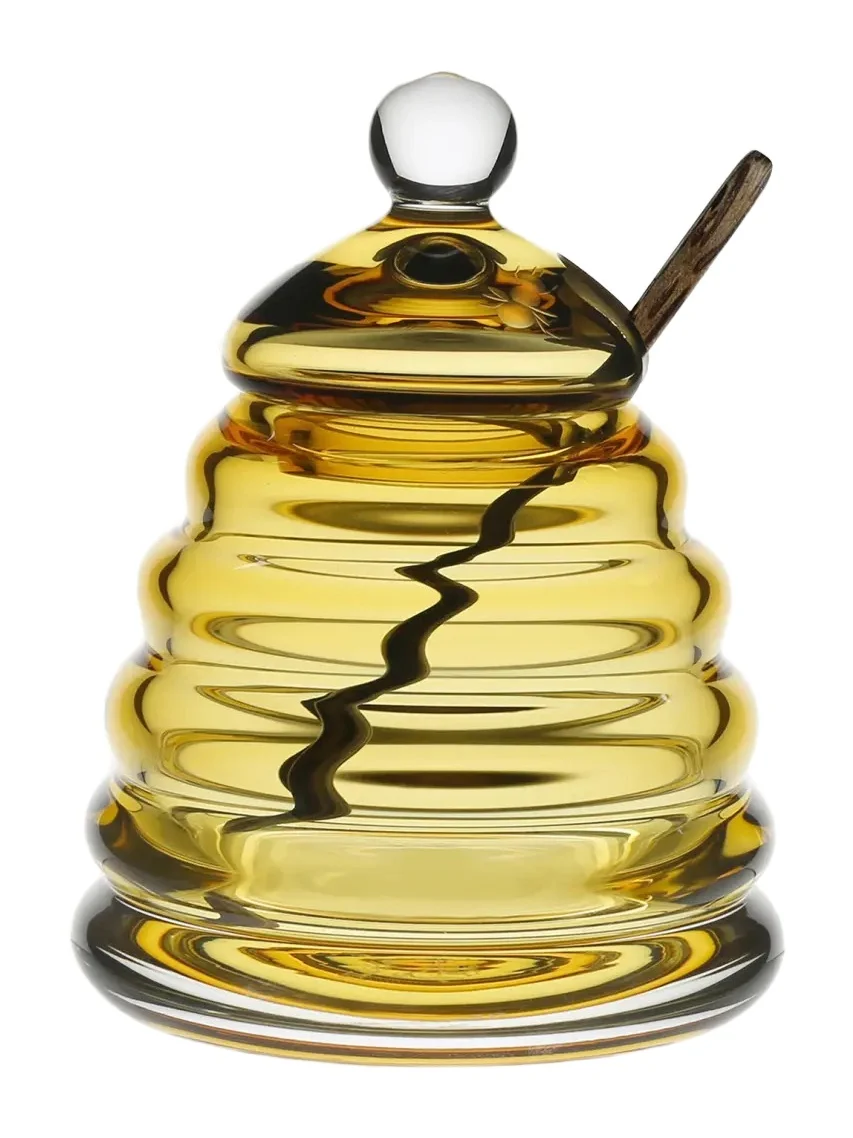 William Yeoward Crystal Honeycomb Honey Jar & Spoon