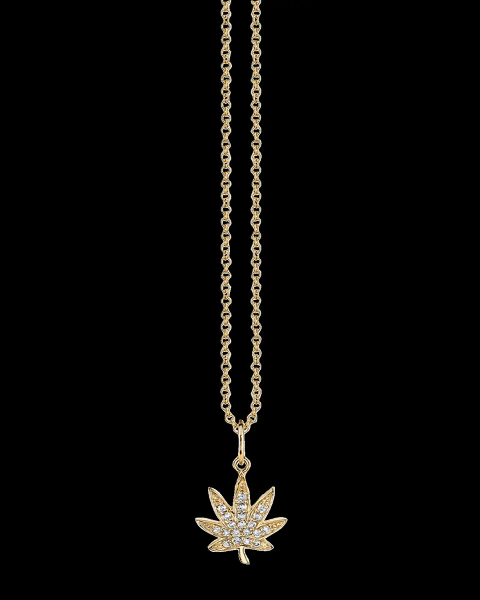 Sydney Evan 14k Diamond Pot Leaf Charm Necklace | Thumbnail 2