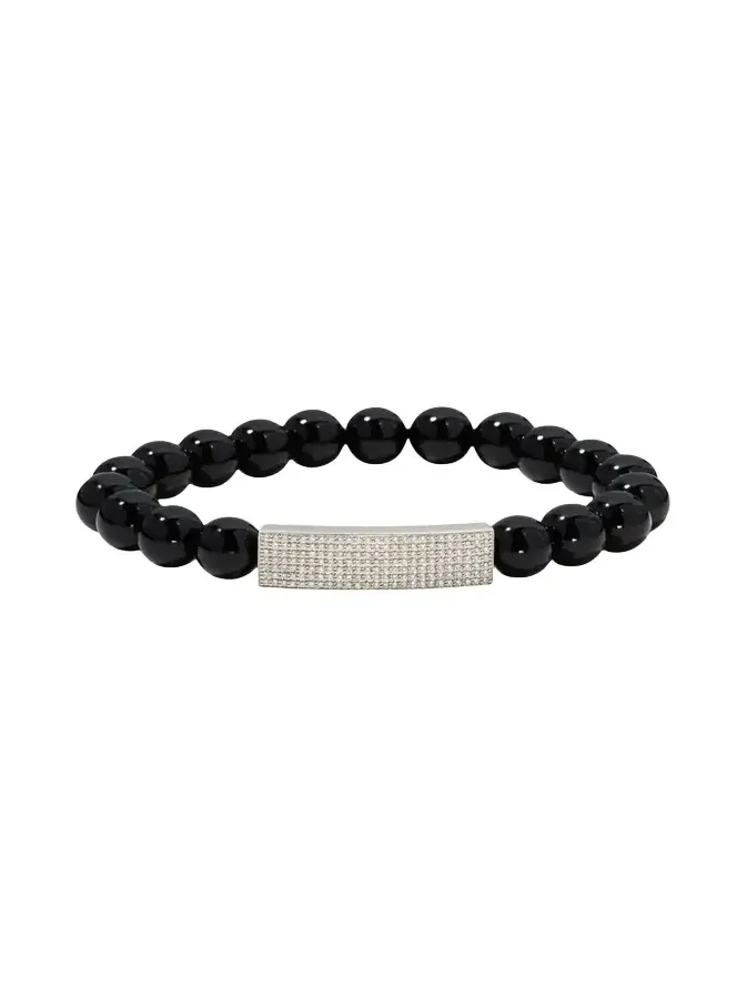 8mm Black Onyx and Diamond Bar Bracelet 8mm Black Onyx and Diamond Bar Bracelet