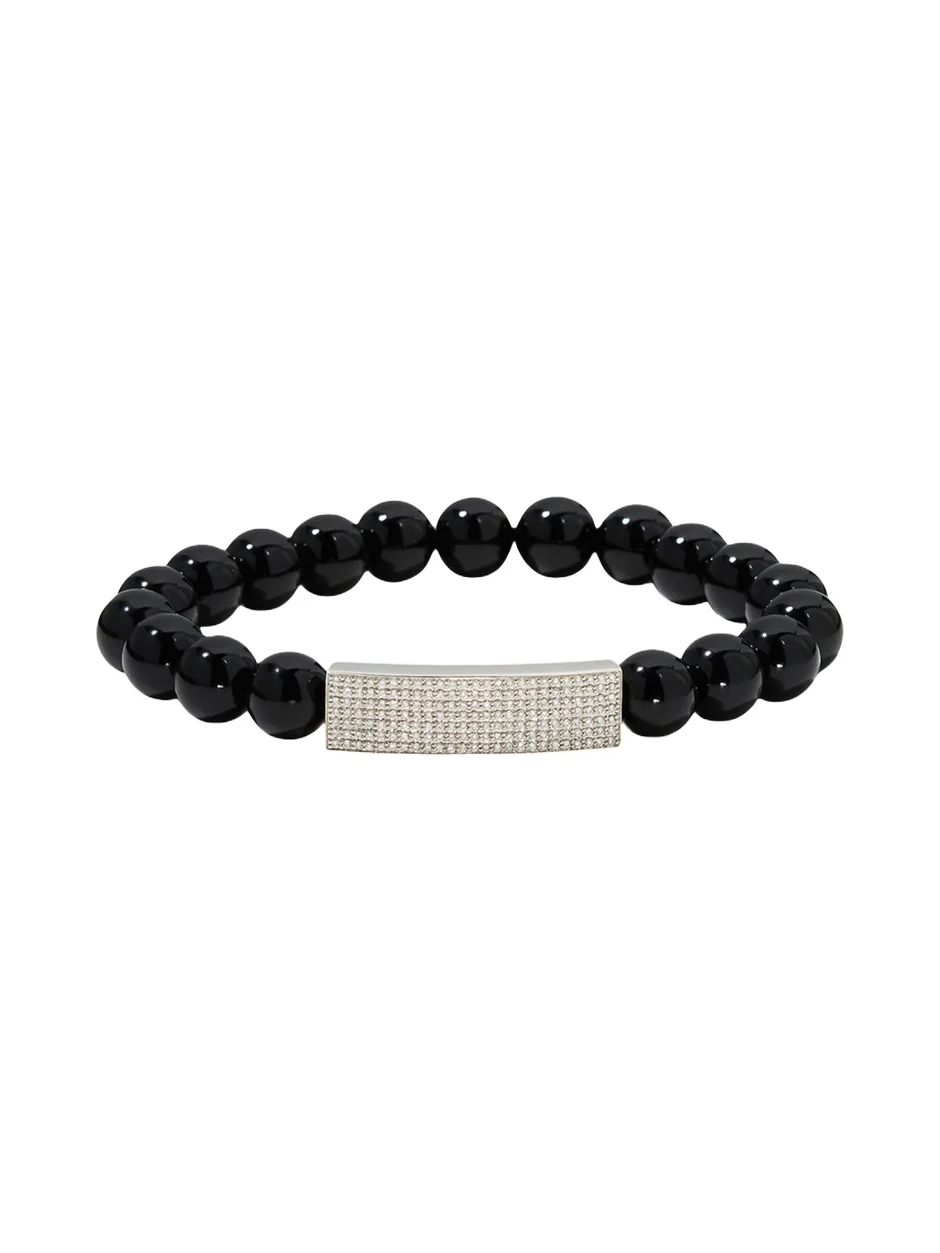 Sydney Evan 8mm Black Onyx and Diamond Bar Bracelet