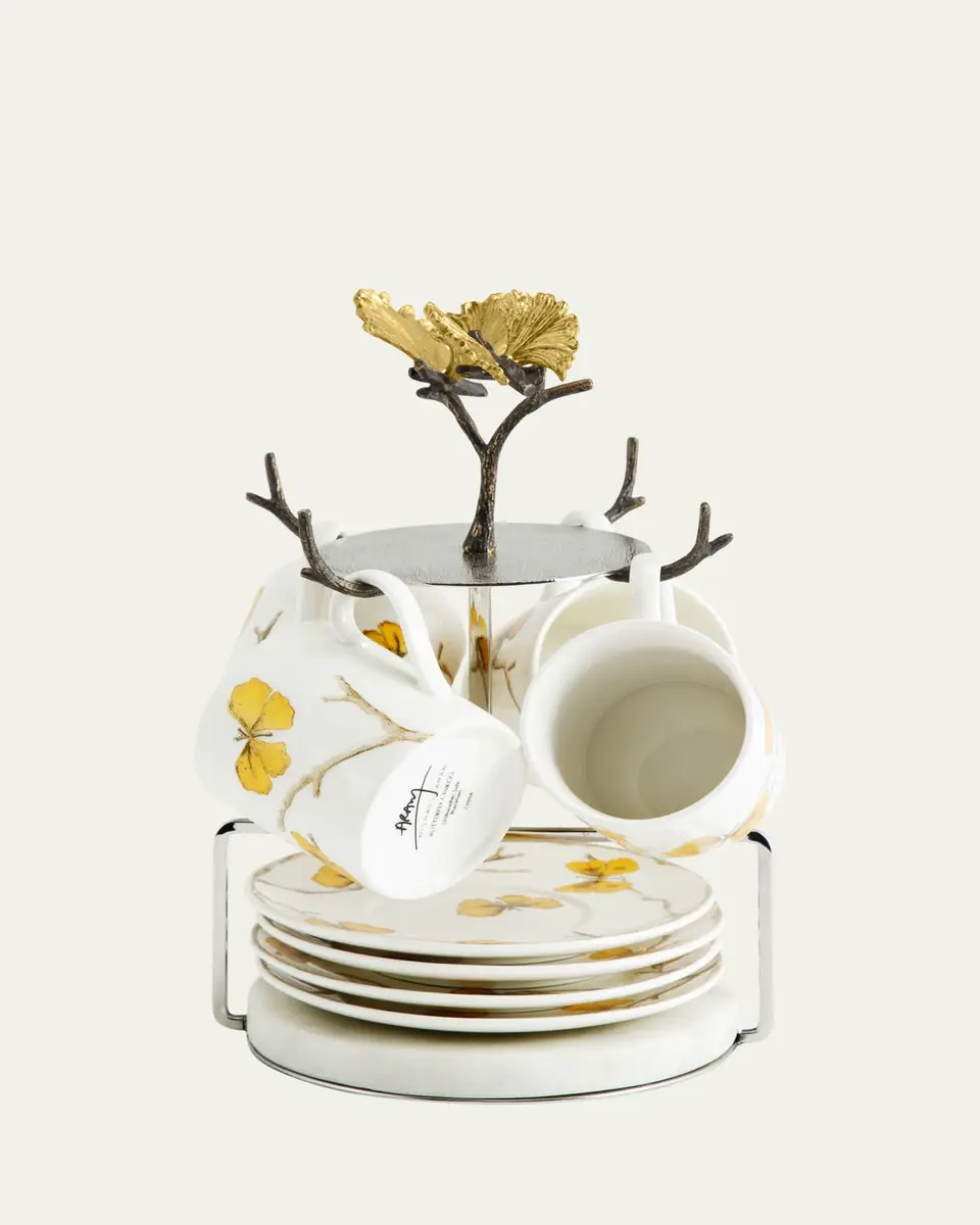 Michael Aram Butterfly Ginkgo Demitasse Set with Stand | Thumbnail 3 Michael Aram Butterfly Ginkgo Demitasse Set with Stand | Thumbnail 3