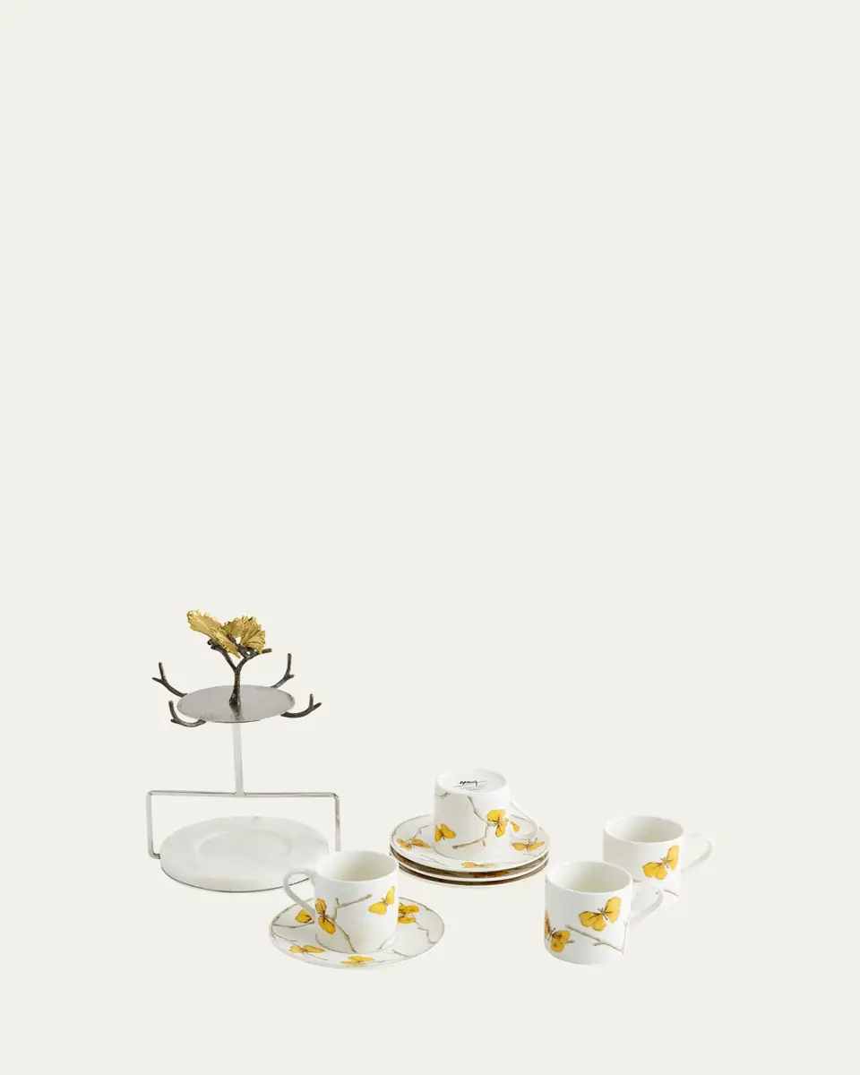 Michael Aram Butterfly Ginkgo Demitasse Set with Stand | Thumbnail 5 Michael Aram Butterfly Ginkgo Demitasse Set with Stand | Thumbnail 5