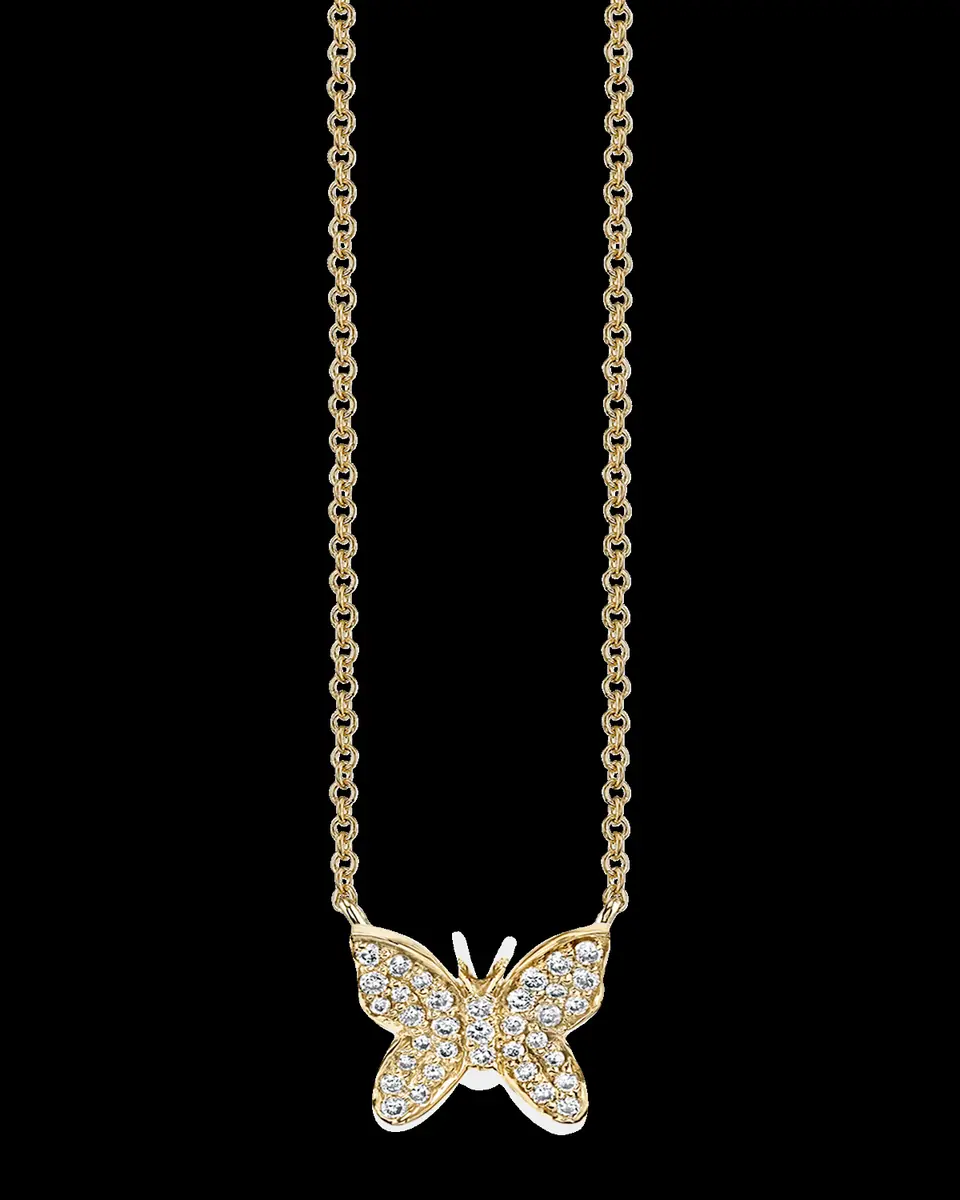 Sydney Evan 14k Yellow Gold Diamond Butterfly Necklace | Thumbnail 2