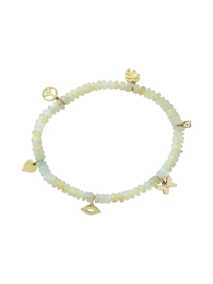 5mm Ethiopian Opal Multi-Charm Bracelet 5mm Ethiopian Opal Multi-Charm Bracelet