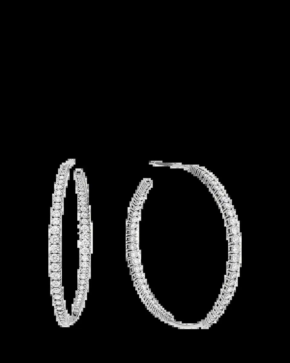 Lana 14K Gold Graduating Diamond Inside-Out Hoop Earrings | Thumbnail 2
