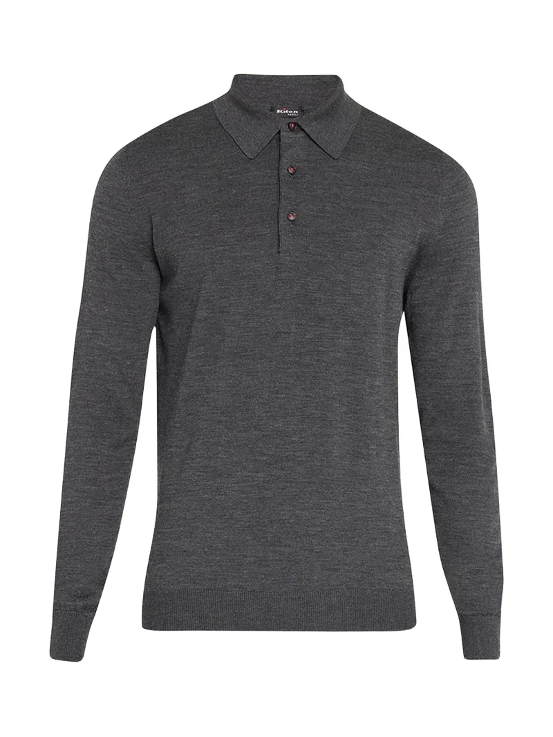 Kiton Men's Heathered Wool Polo Sweater