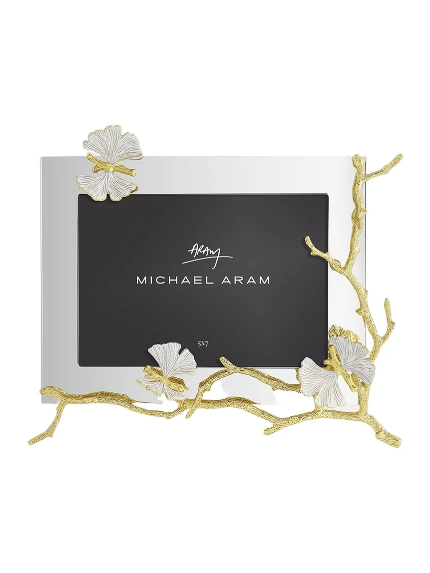 Michael Aram Butterfly Ginkgo White and Gold Frame, 5" x 7"