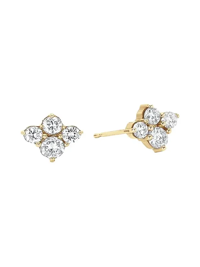 SARA WEINSTOCK 18K Yellow Gold Diamond Cluster Stud Earrings | Thumbnail 1 SARA WEINSTOCK 18K Yellow Gold Diamond Cluster Stud Earrings | Thumbnail 1