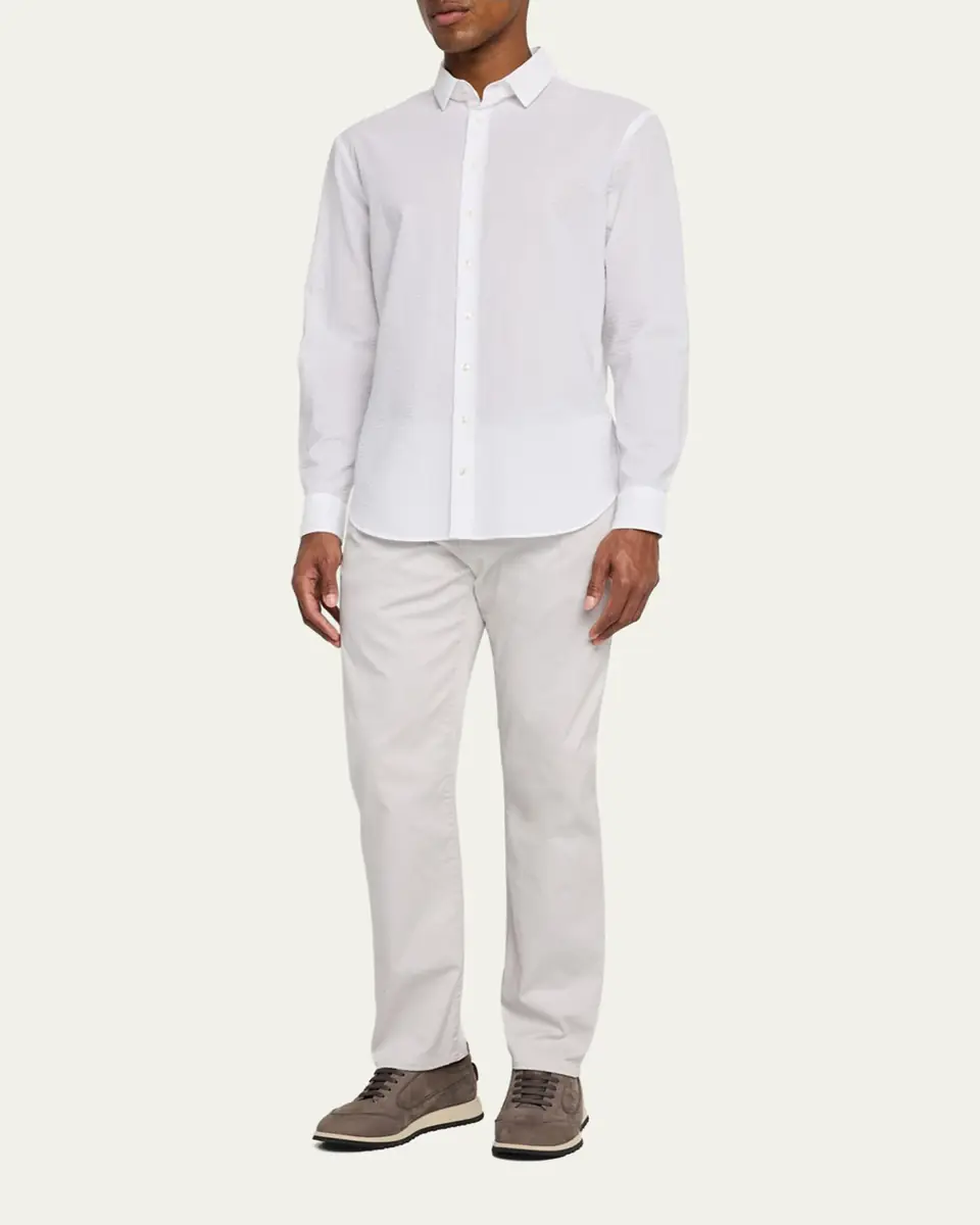 Giorgio Armani Men's Solid Seersucker Sport Shirt | Thumbnail 2