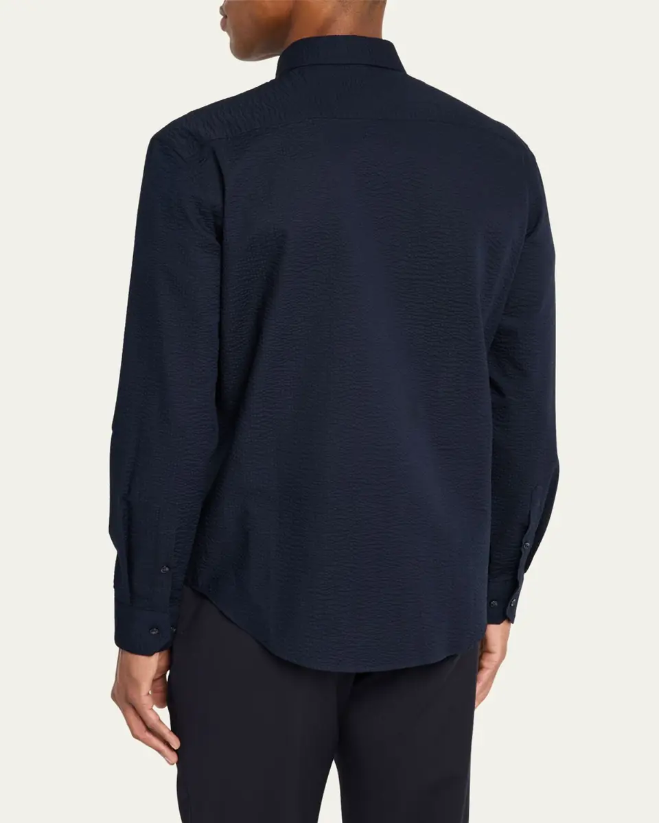 Giorgio Armani Men's Solid Seersucker Sport Shirt | Thumbnail 7