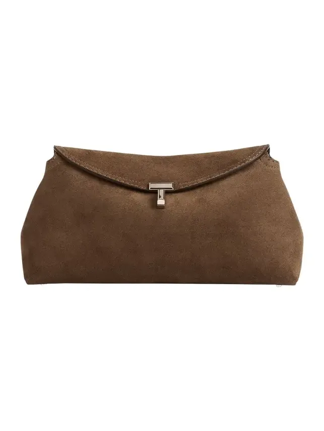 T Lock Suede Clutch Bag T Lock Suede Clutch Bag