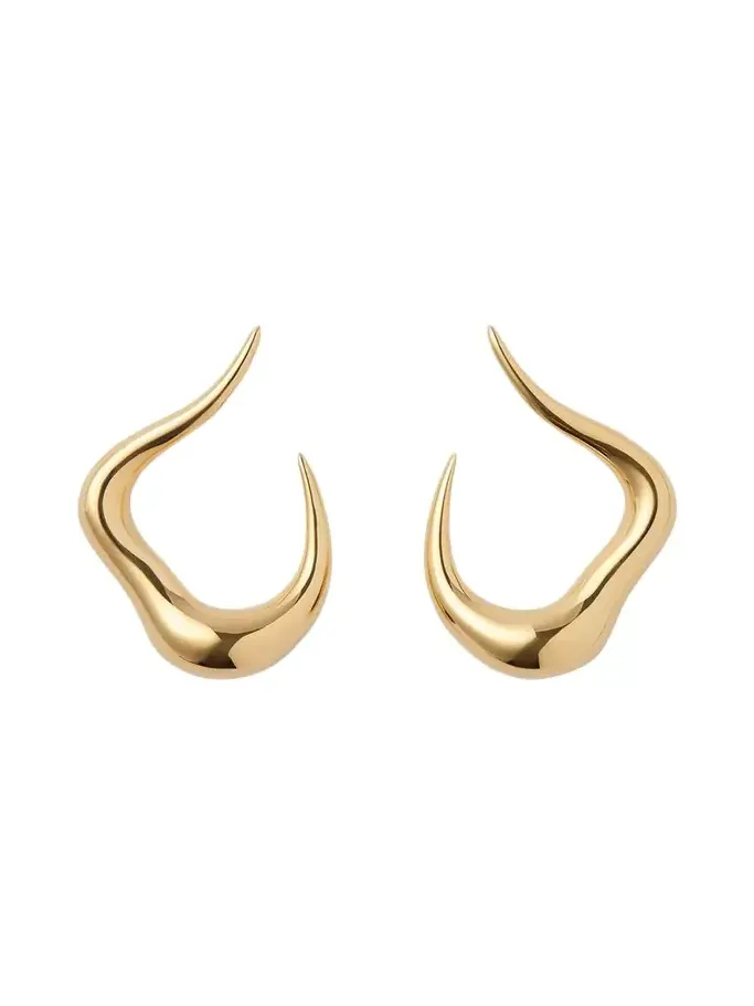 18K Yellow Gold Bold Stream Open Small Earrings