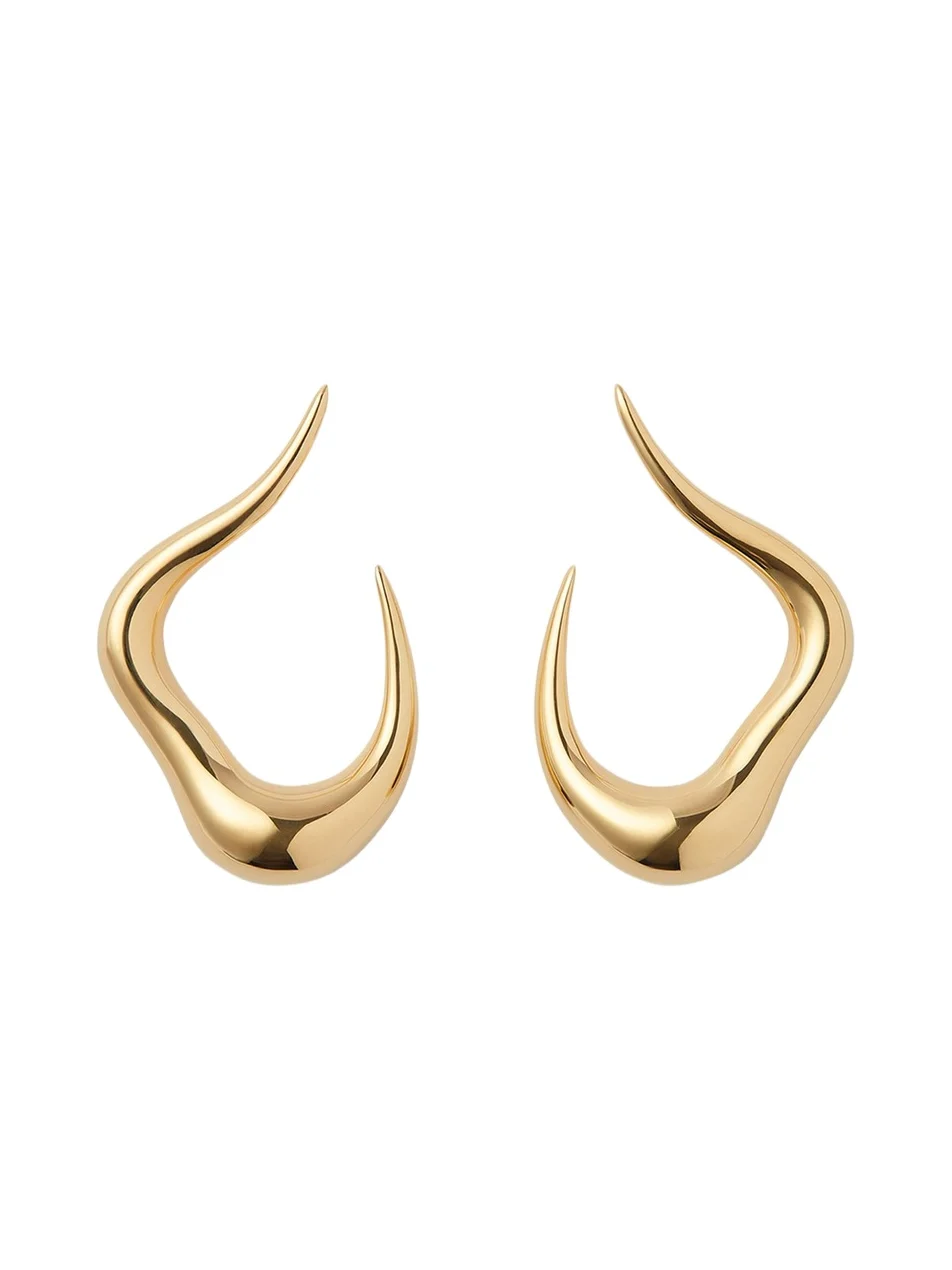 18K Yellow Gold Bold Stream Open Small Earrings 18K Yellow Gold Bold Stream Open Small Earrings