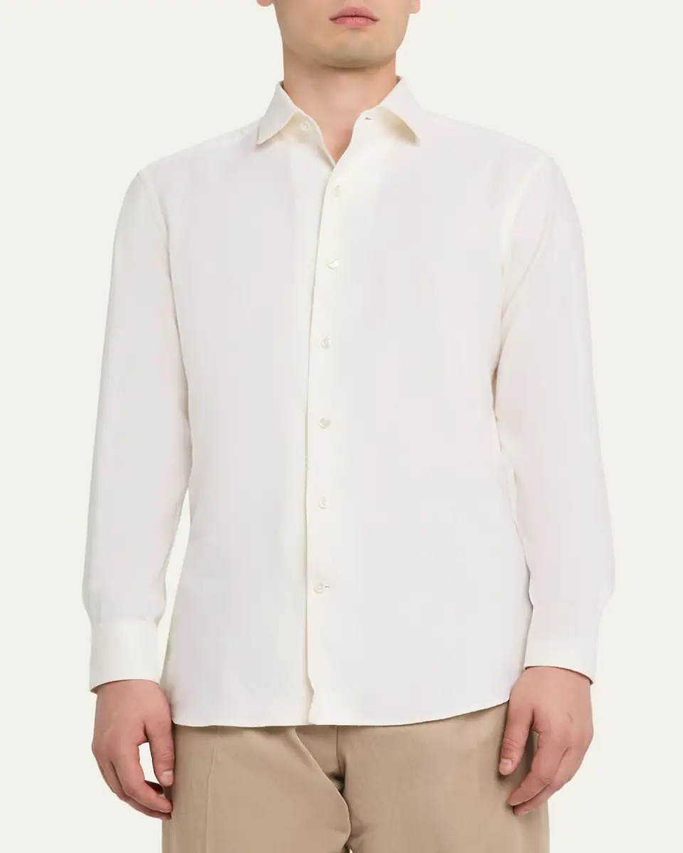Zegna Men's Cashco Cashmere and Cotton Classic-Fit Sport Shirt | Thumbnail 4 Zegna Men's Cashco Cashmere and Cotton Classic-Fit Sport Shirt | Thumbnail 4