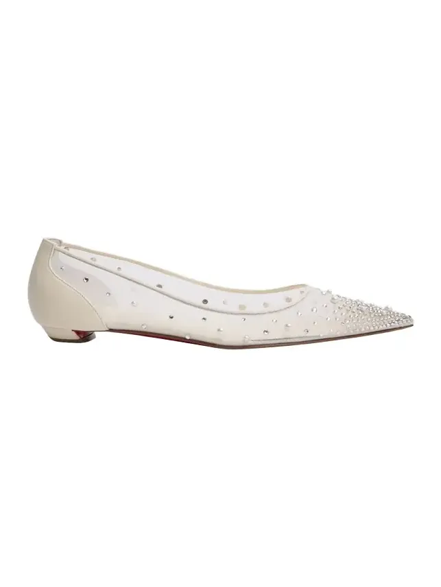 Miss Z Degrastra Embellished Mesh Red Sole Ballerina Flats Miss Z Degrastra Embellished Mesh Red Sole Ballerina Flats