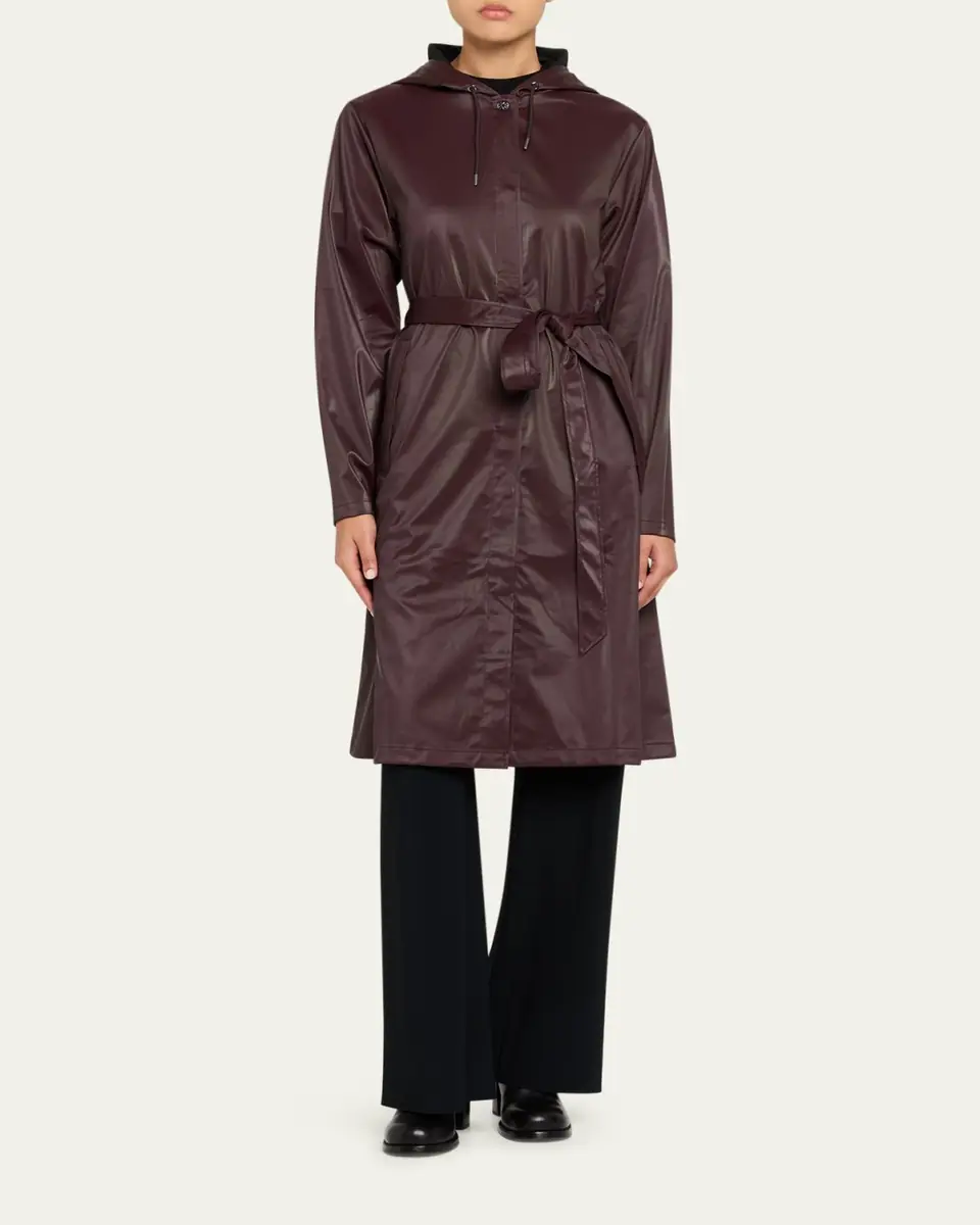 Rains Long A-Line Hooded Rain Jacket | Thumbnail 2 Rains Long A-Line Hooded Rain Jacket | Thumbnail 2