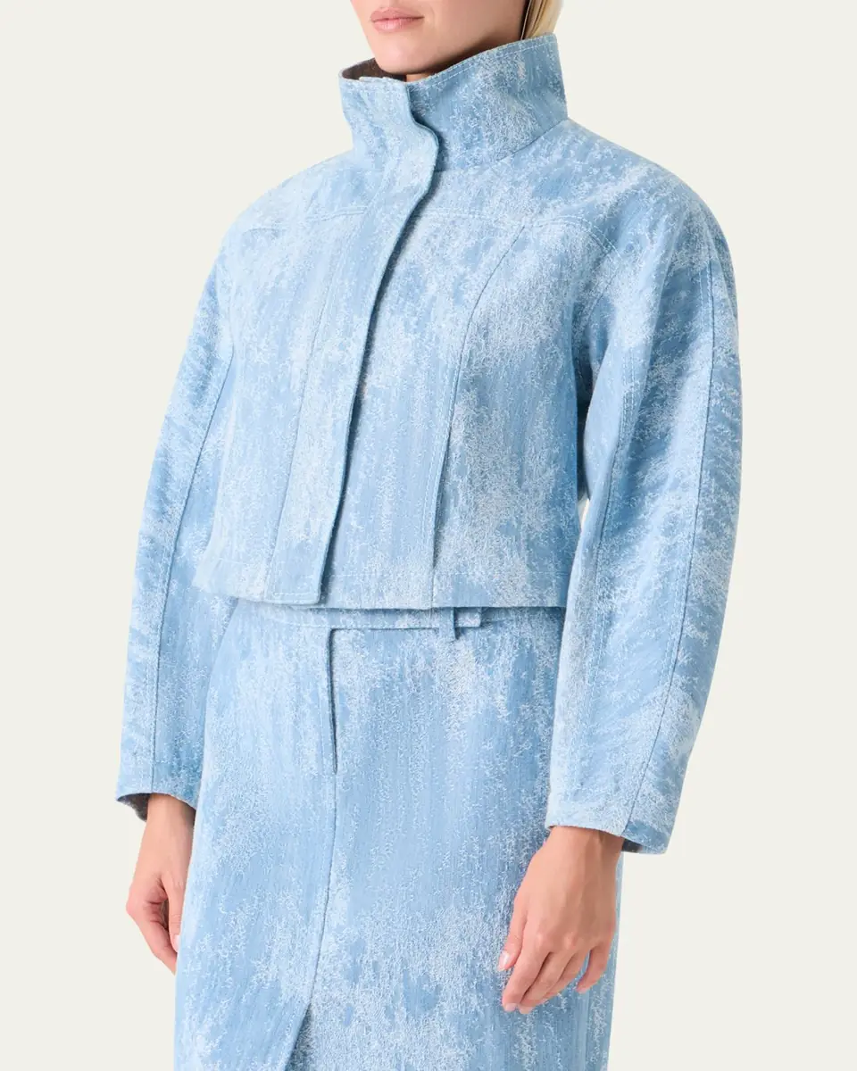Akris punto Washed Jacquard Denim Zip Jacket | Thumbnail 4 Akris punto Washed Jacquard Denim Zip Jacket | Thumbnail 4