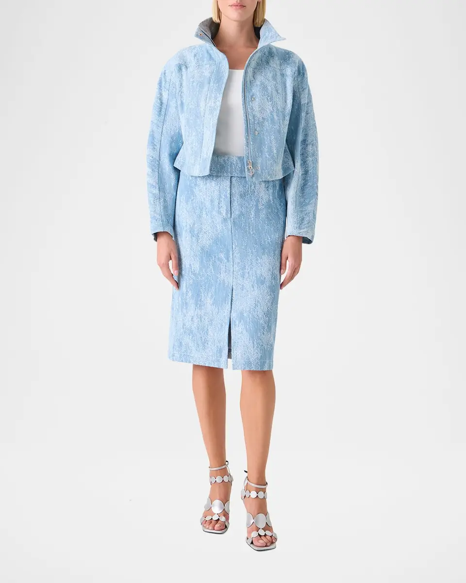 Akris punto Washed Jacquard Denim Zip Jacket | Thumbnail 6 Akris punto Washed Jacquard Denim Zip Jacket | Thumbnail 6