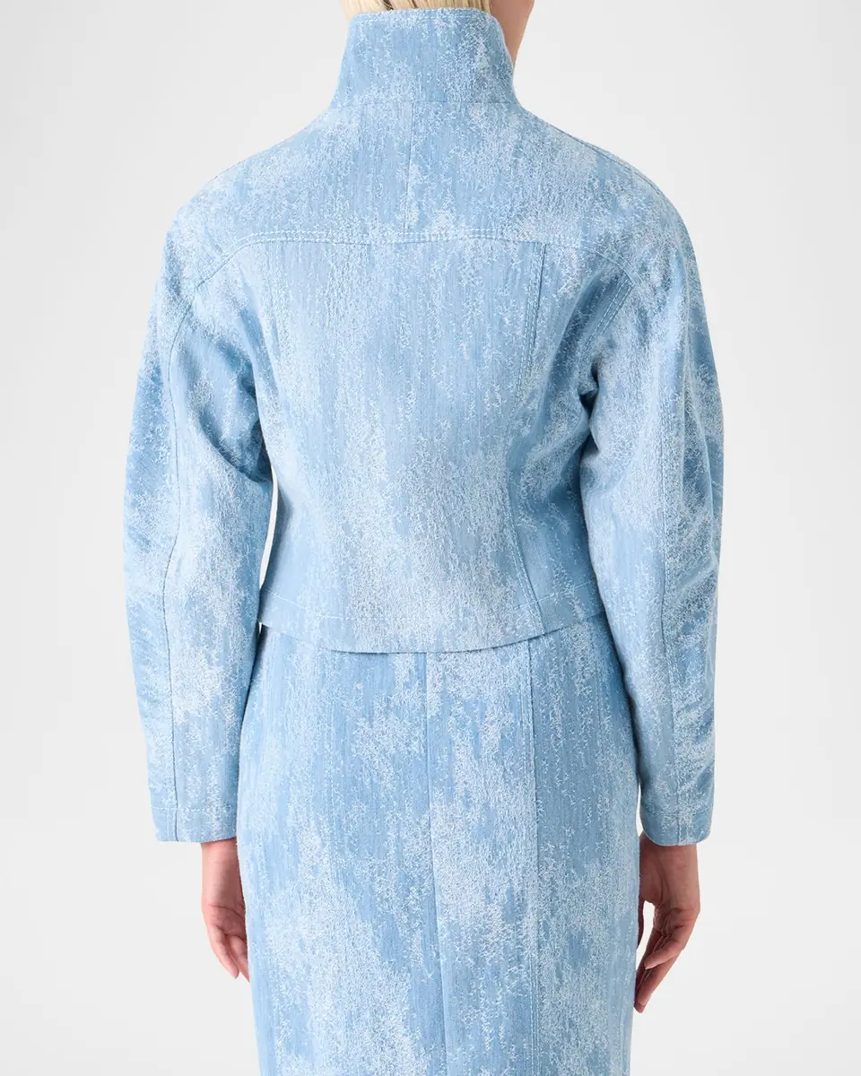 Akris punto Washed Jacquard Denim Zip Jacket | Thumbnail 7 Akris punto Washed Jacquard Denim Zip Jacket | Thumbnail 7