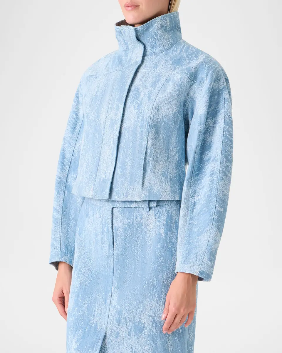 Akris punto Washed Jacquard Denim Zip Jacket | Thumbnail 8 Akris punto Washed Jacquard Denim Zip Jacket | Thumbnail 8