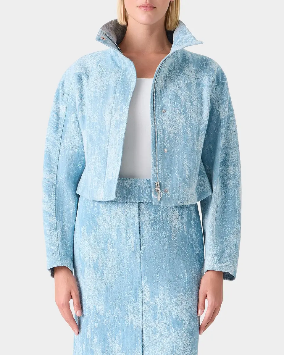 Akris punto Washed Jacquard Denim Zip Jacket | Thumbnail 10 Akris punto Washed Jacquard Denim Zip Jacket | Thumbnail 10