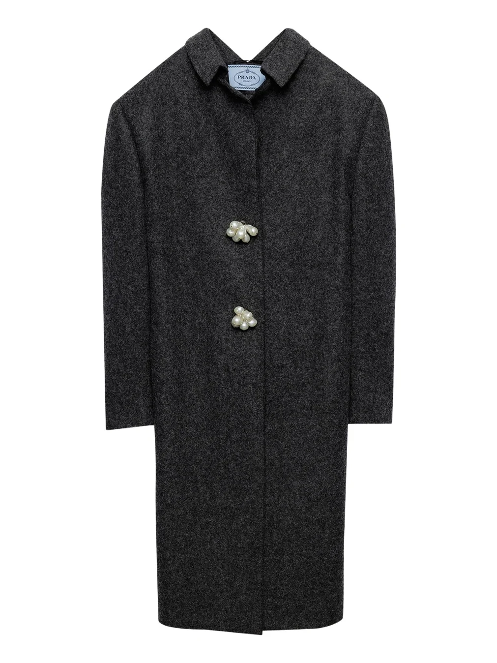 Long Wool Coat with Pearl Buttons Long Wool Coat with Pearl Buttons