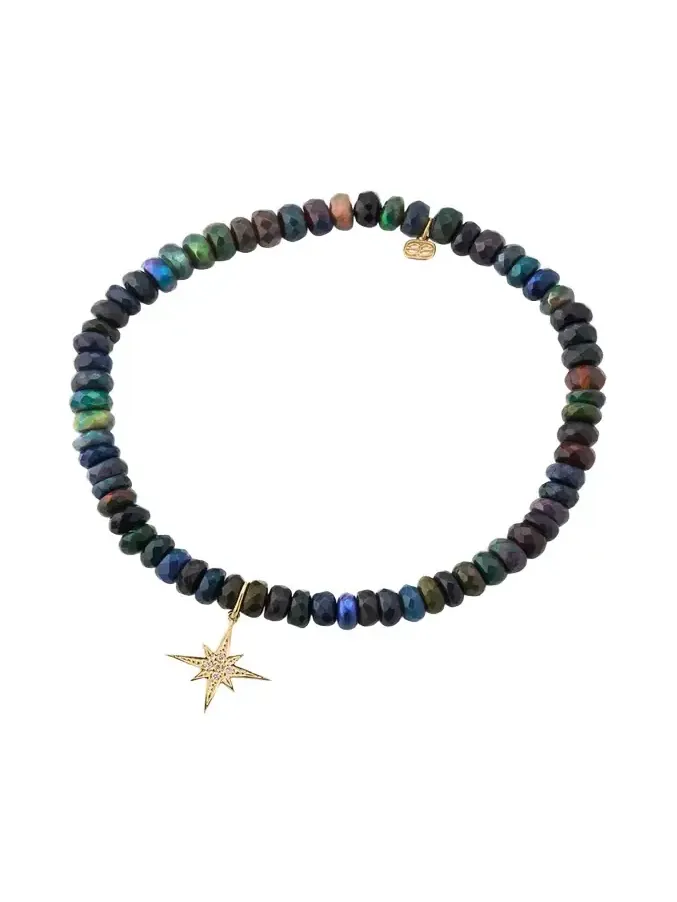 14K Gold & Diamond Pave Starburst Charm on Ethiopian Opal Bracelet 14K Gold & Diamond Pave Starburst Charm on Ethiopian Opal Bracelet