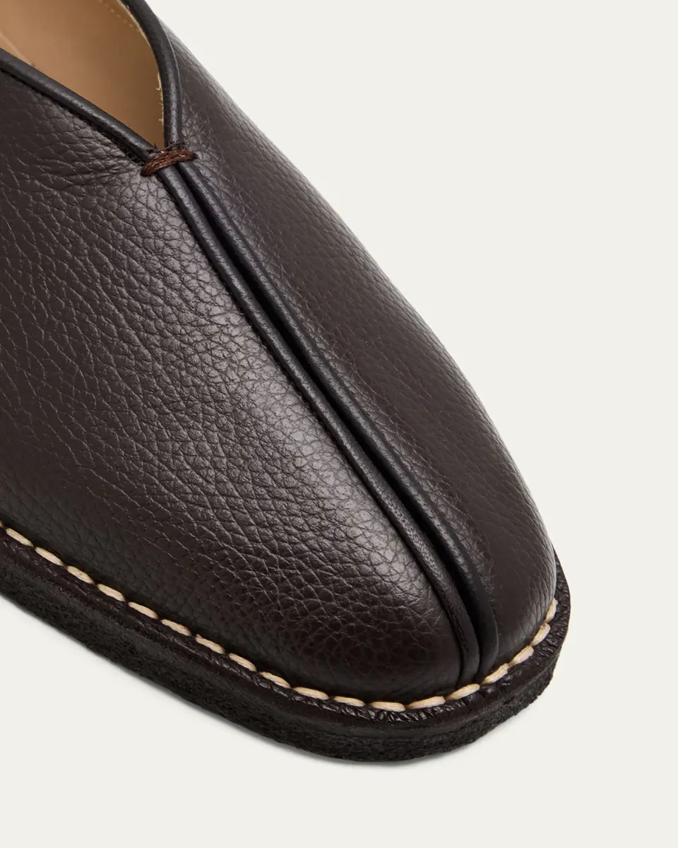 LEMAIRE Men's Piped Crepe Leather Slippers | Thumbnail 3 LEMAIRE Men's Piped Crepe Leather Slippers | Thumbnail 3