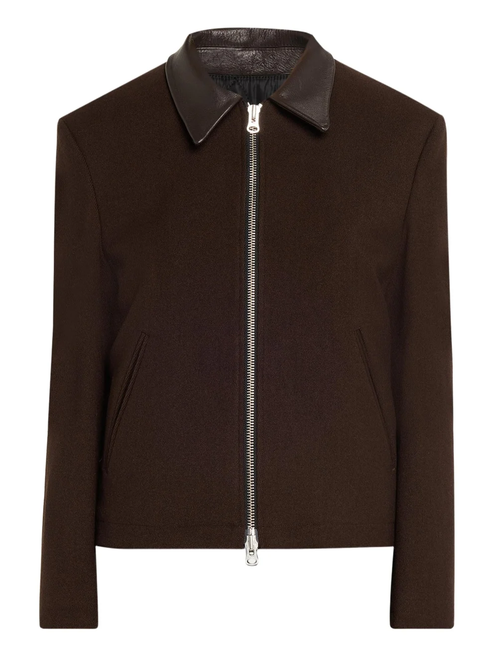 Leather-Trim Wool Jacket