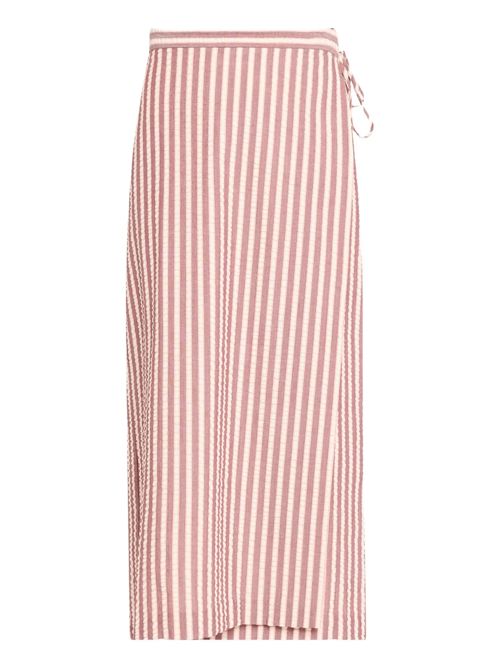Simkhai Monty Striped Seersucker Wrap Midi Skirt