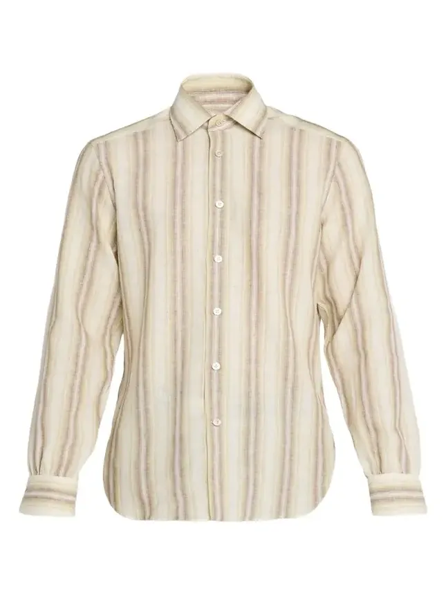 Men's Wide Stripe Linen-Blend Button-Down Shirt
