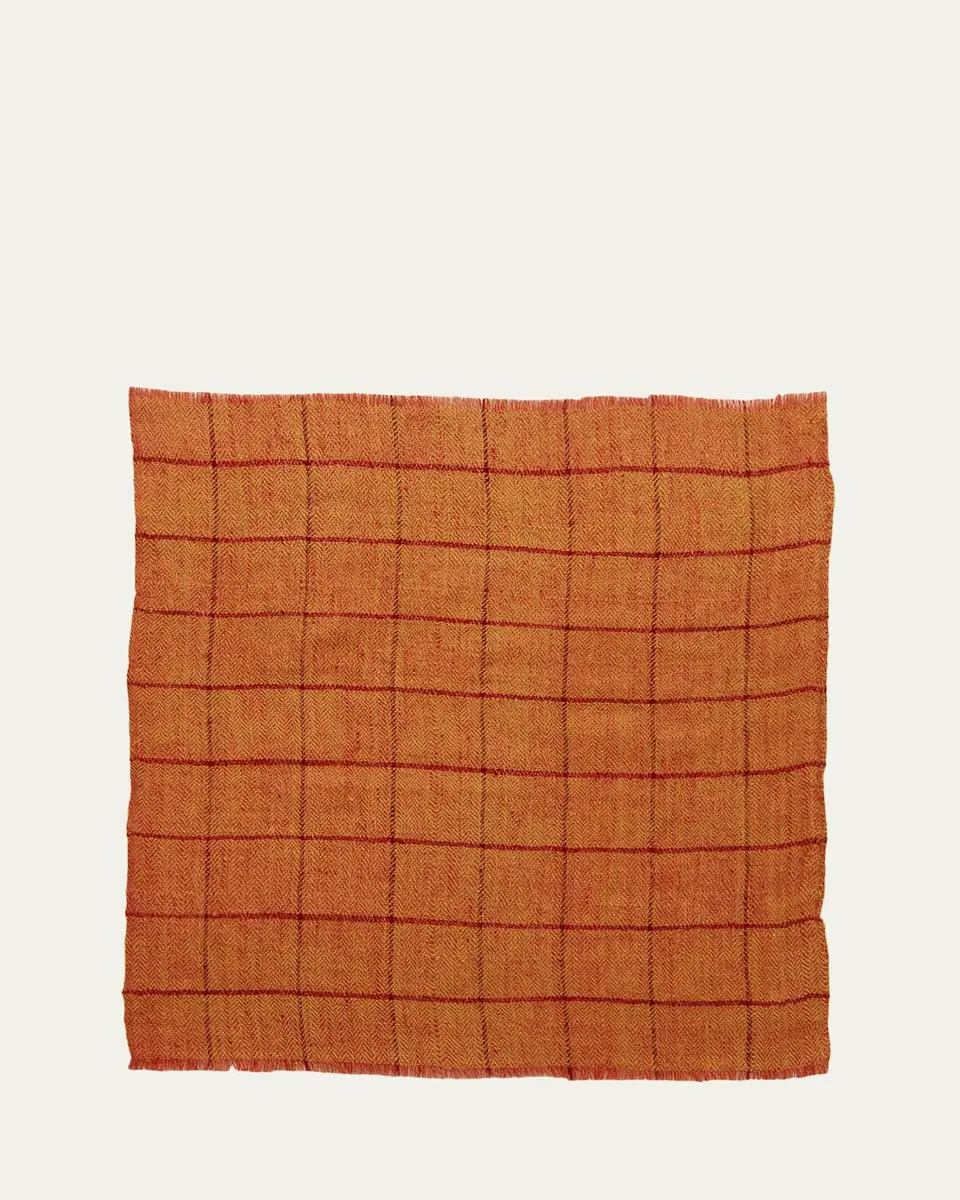 Anderson & Sheppard Men's Check Cashmere Pocket Square | Thumbnail 2 Anderson & Sheppard Men's Check Cashmere Pocket Square | Thumbnail 2
