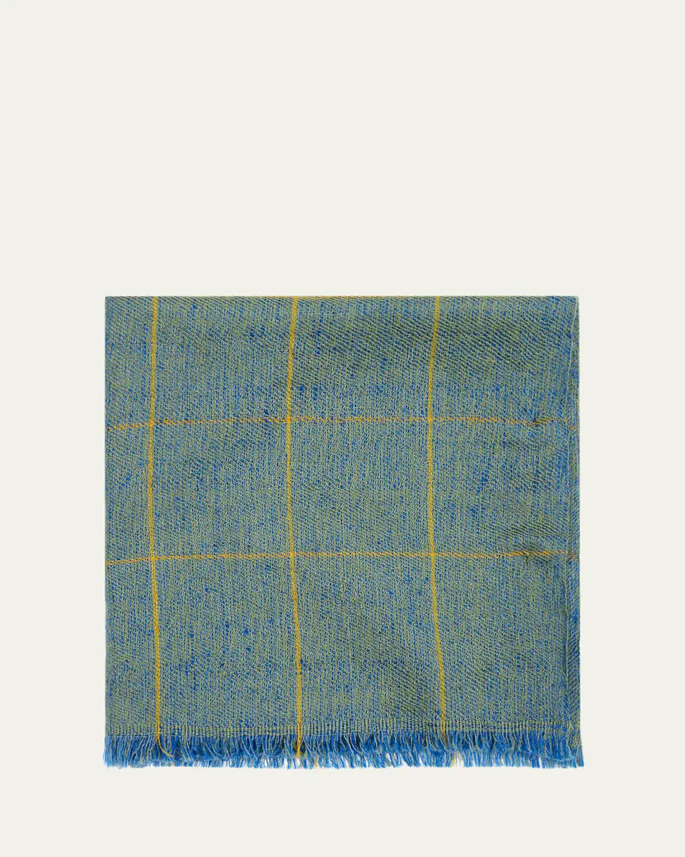 Anderson & Sheppard Men's Check Cashmere Pocket Square | Thumbnail 4 Anderson & Sheppard Men's Check Cashmere Pocket Square | Thumbnail 4