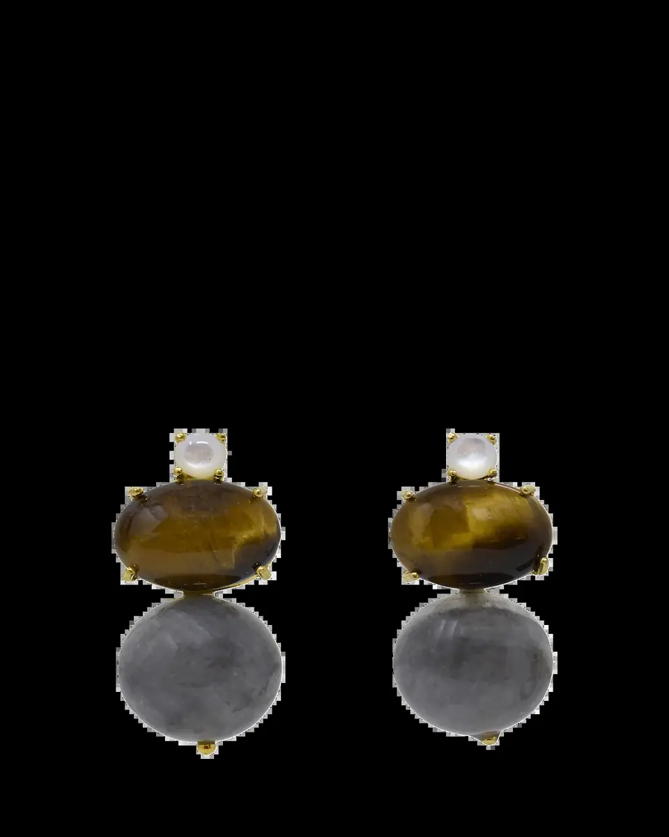 Grazia And Marica Vozza Labradorite, Tiger's Eye and Mother-of-Pearl Stacked Earrings | Thumbnail 2