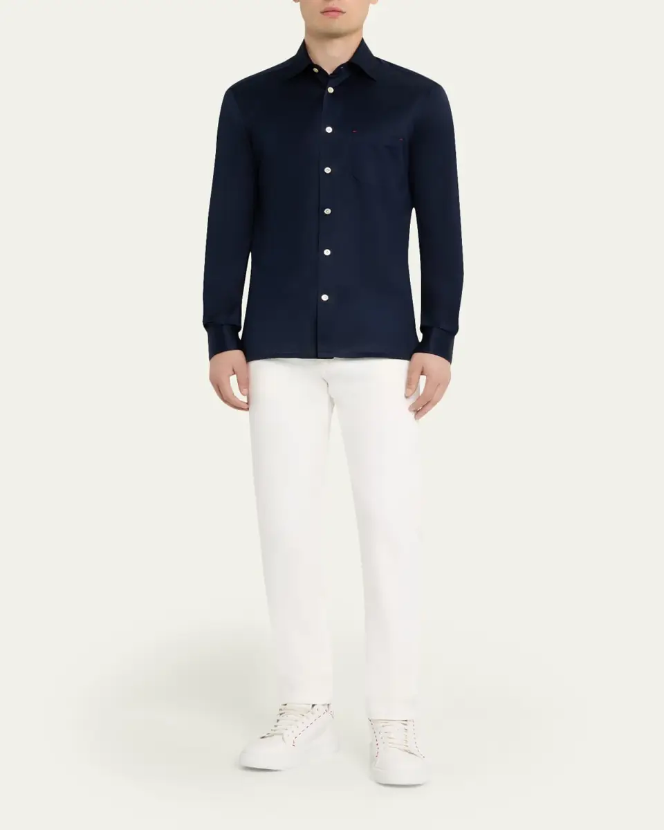 Kiton Men's Nerano Cotton Jersey Button-Down Shirt | Thumbnail 2
