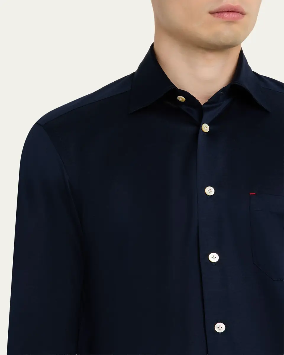 Kiton Men's Nerano Cotton Jersey Button-Down Shirt | Thumbnail 5