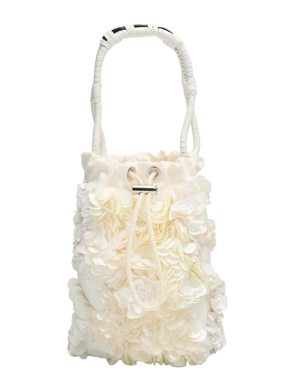 Sequin Floral Applique Bucket Bag Sequin Floral Applique Bucket Bag