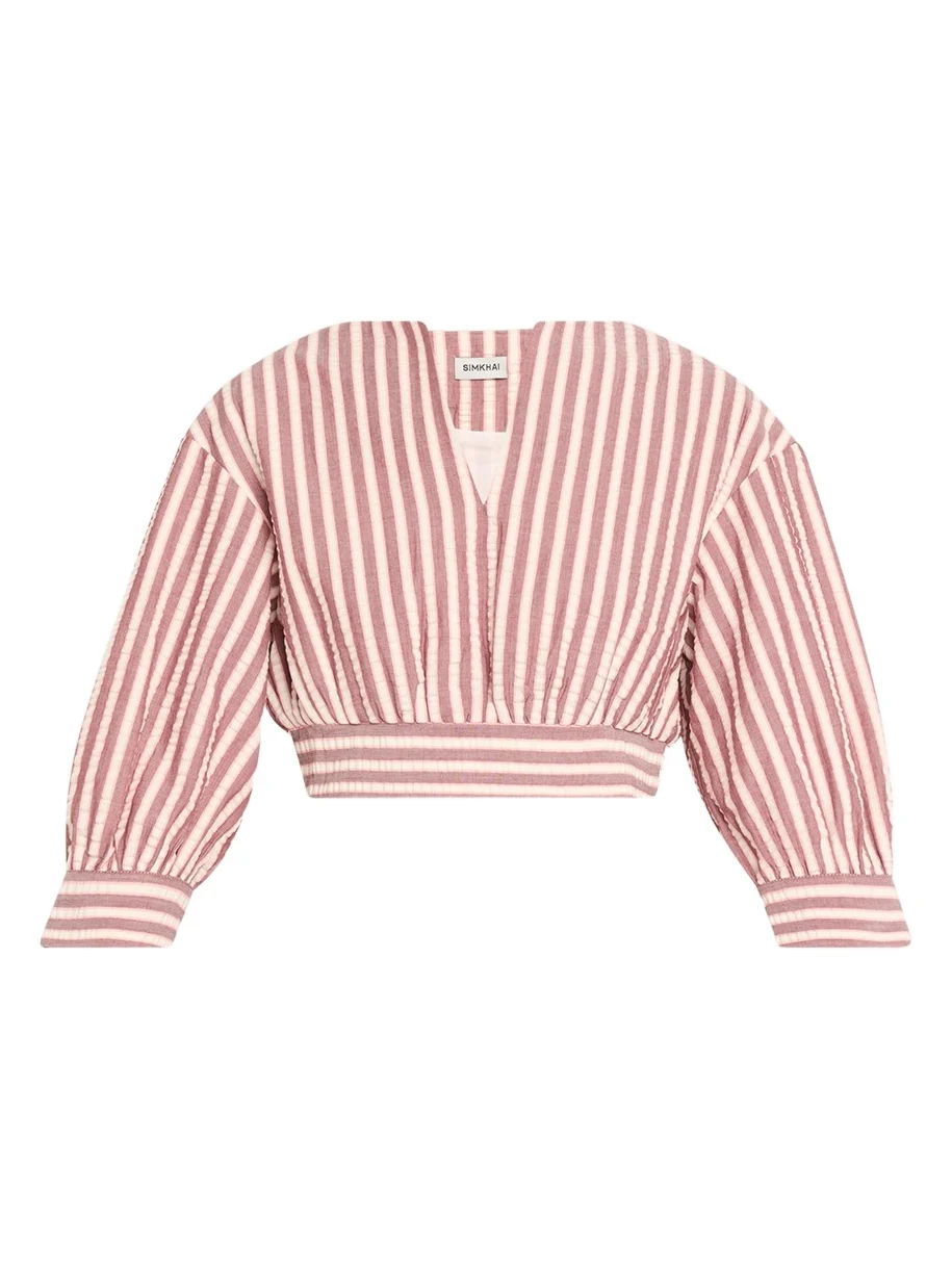 Simkhai Noralie Striped Seersucker Crop Top