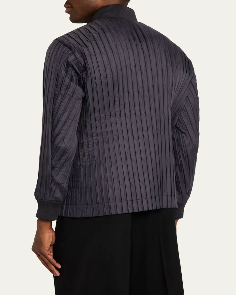 Homme Plissé Issey Miyake Men's Padded Pleats Bomber Jacket | Thumbnail 3 Homme Plissé Issey Miyake Men's Padded Pleats Bomber Jacket | Thumbnail 3
