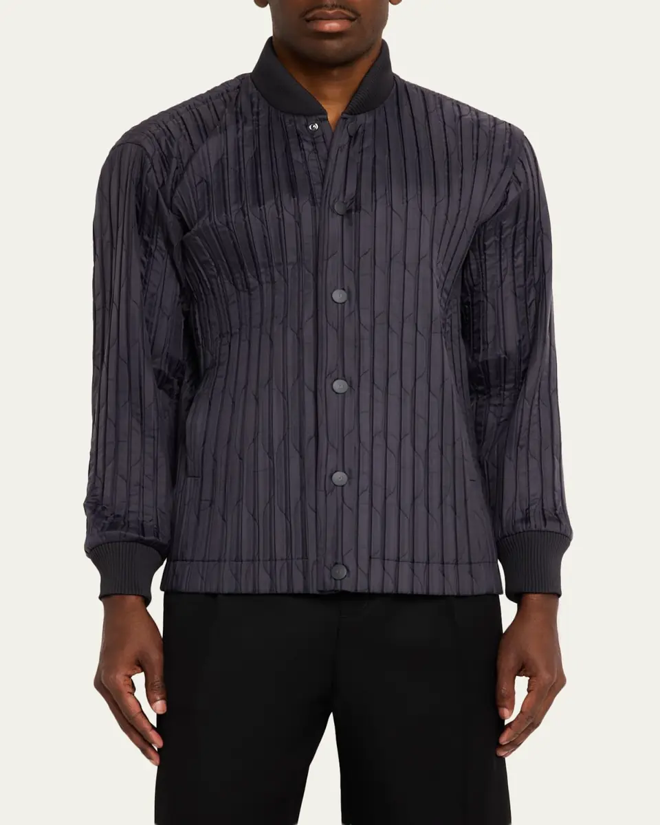 Homme Plissé Issey Miyake Men's Padded Pleats Bomber Jacket | Thumbnail 4 Homme Plissé Issey Miyake Men's Padded Pleats Bomber Jacket | Thumbnail 4