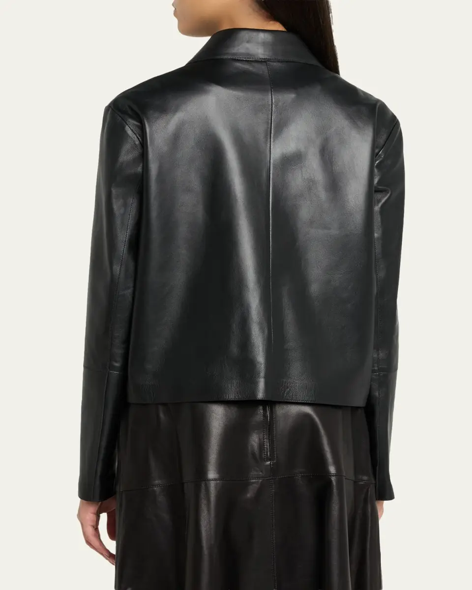 ARMA Emy Cropped Button-Down Leather Jacket | Thumbnail 3