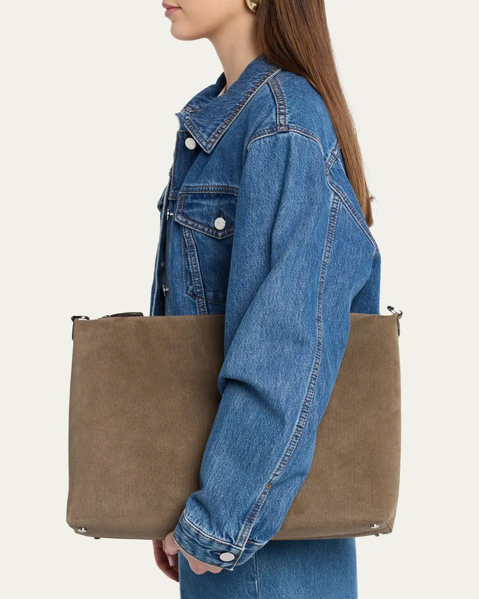 Toteme Medium Bevel Corduroy-Effect Suede Shoulder Bag | Thumbnail 2 Toteme Medium Bevel Corduroy-Effect Suede Shoulder Bag | Thumbnail 2