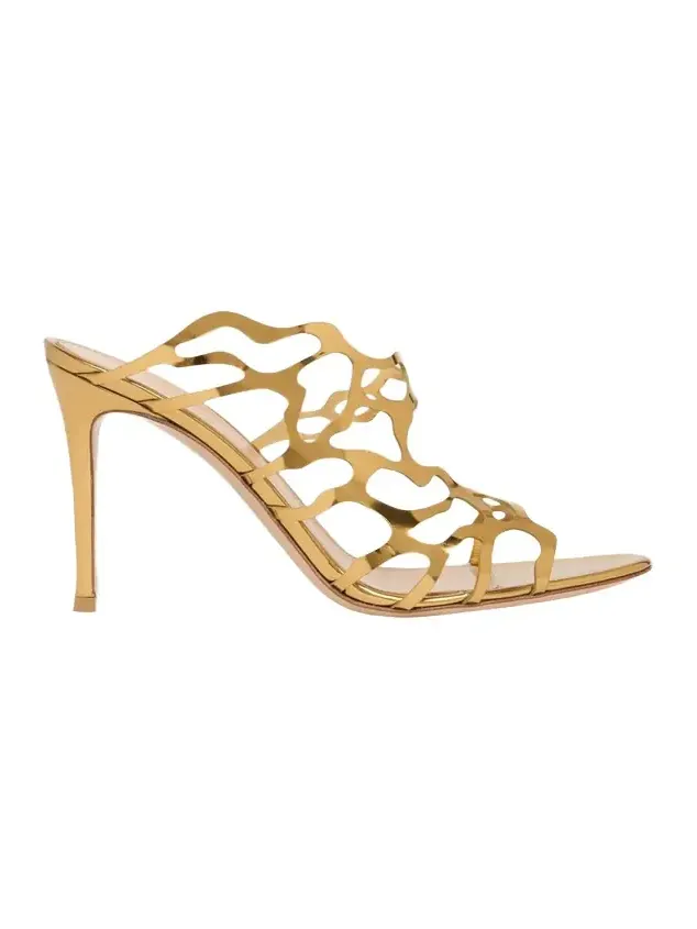 95mm Cutout Metallic Leather Mule Sandals 95mm Cutout Metallic Leather Mule Sandals