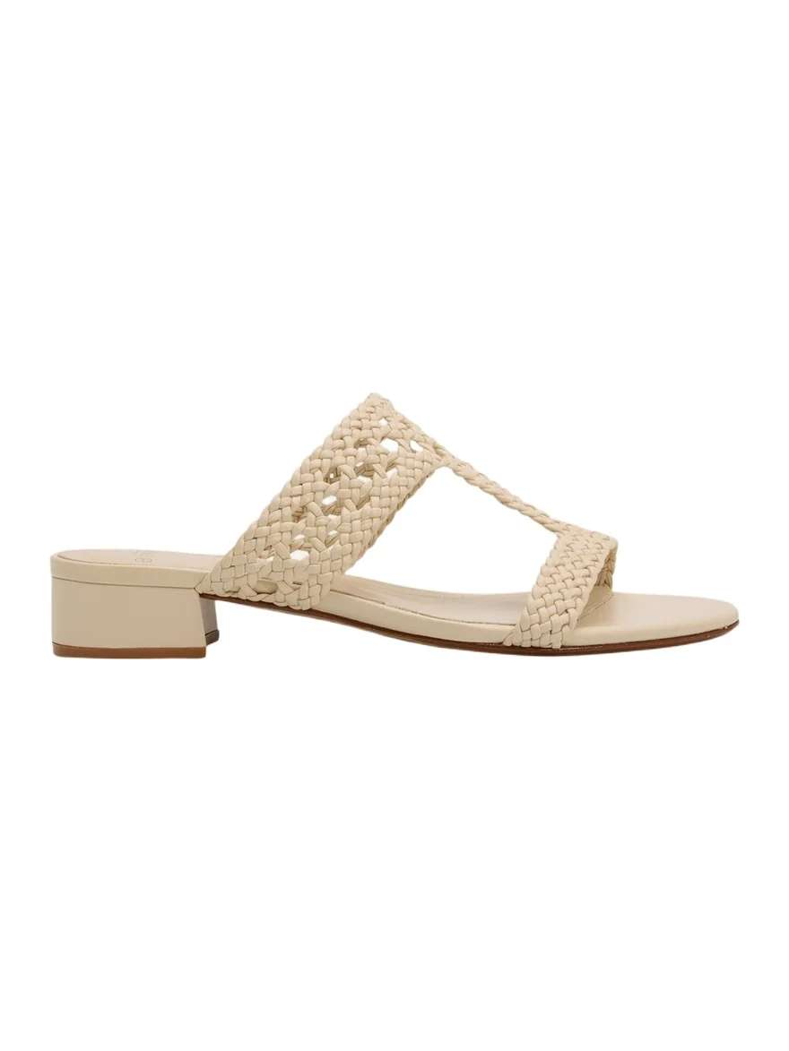 30mm Braided Leather Block-Heel Sandals
