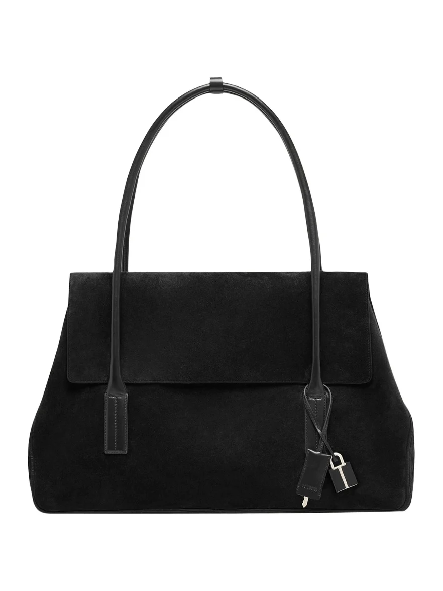 Flap-Top Suede Shoulder Bag