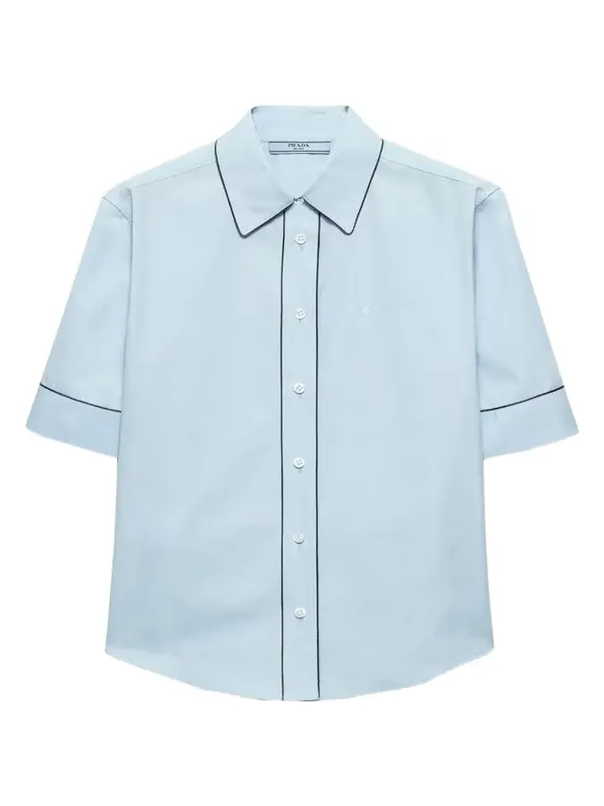 Short-Sleeve Cotton Button-Down Top Short-Sleeve Cotton Button-Down Top