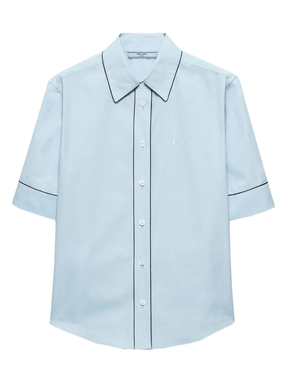 Prada Short-Sleeve Cotton Button-Down Top